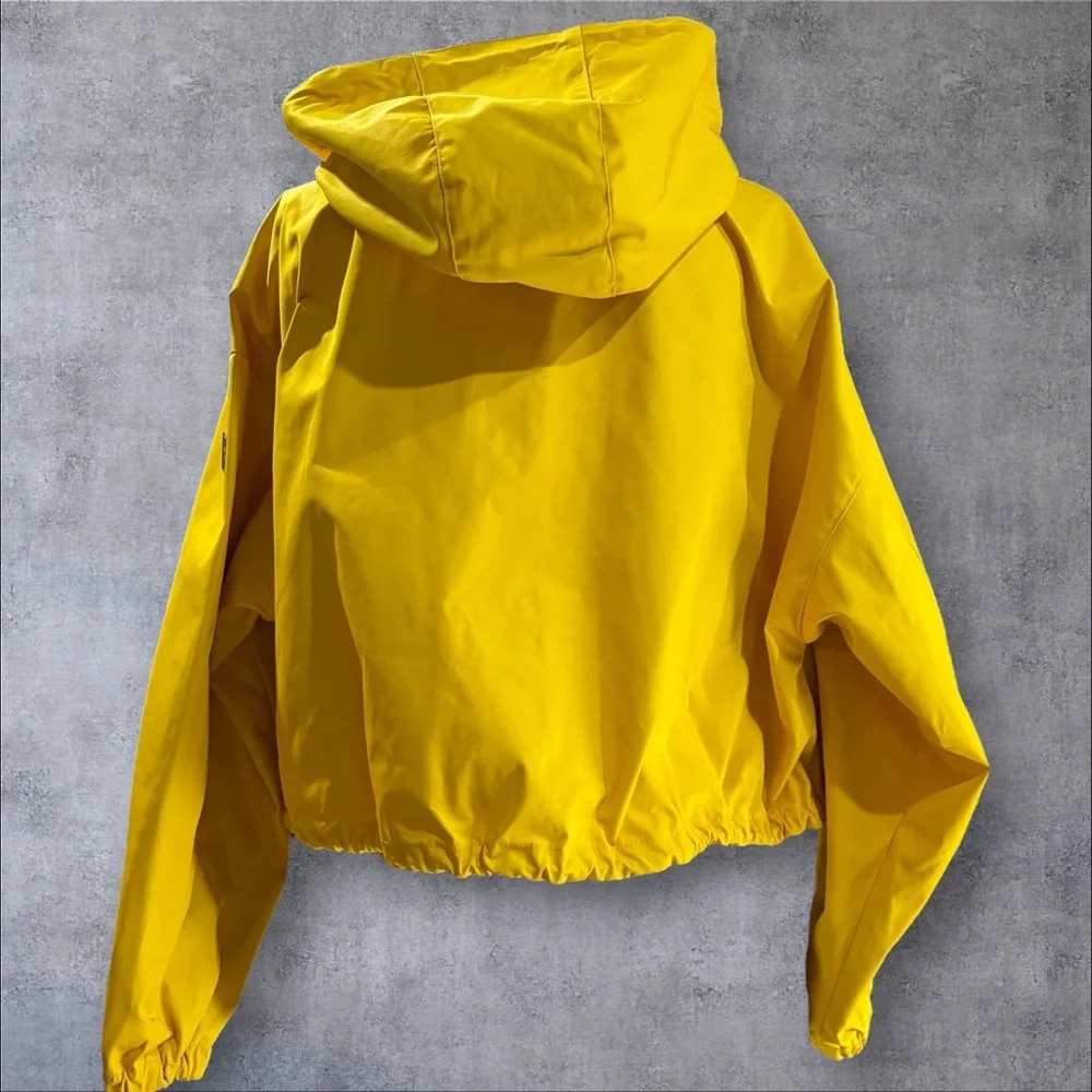 Tory Burch Tory Sport Cropped Windbreaker Jacket‎ Yellow Hooded Size Small